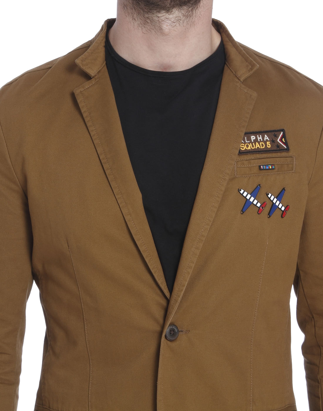 Brown Badge Detail Blazer