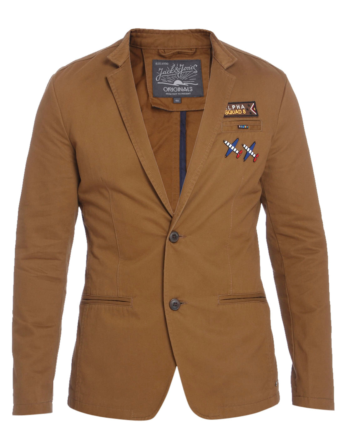 Brown Badge Detail Blazer