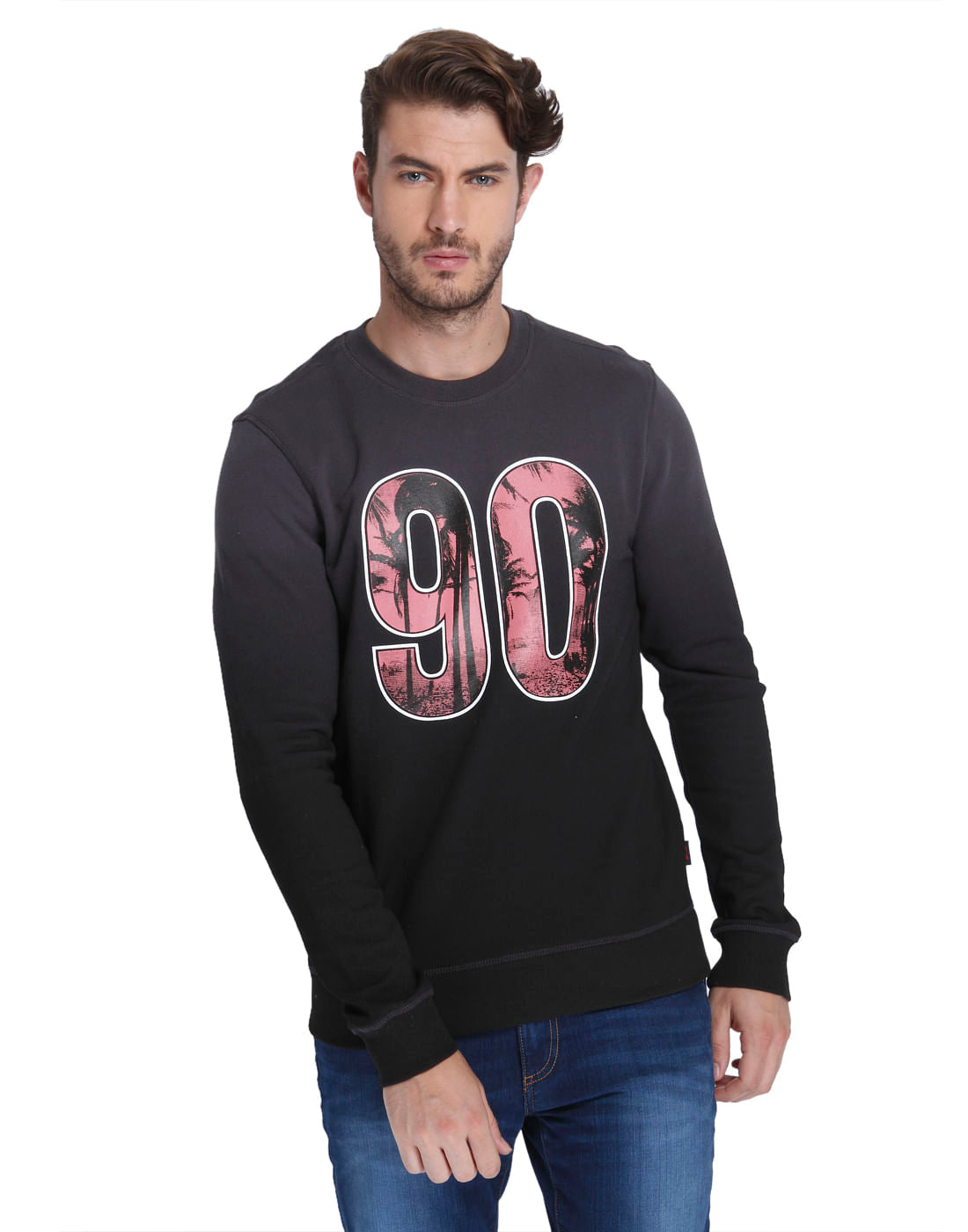Black Number Print Sweatshirt - S