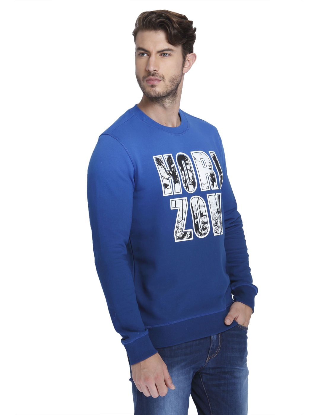 Electric Blue Slogan Print Sweatshirt
