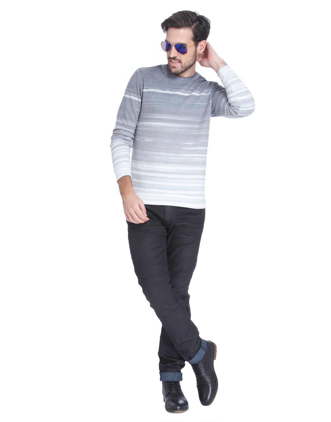 White Ombre Effect Sweatshirt