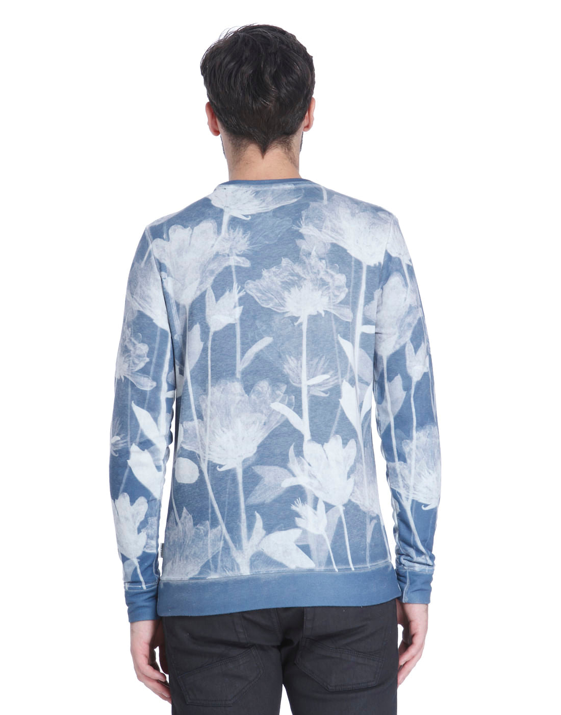 Blue Floral Print Sweatshirt