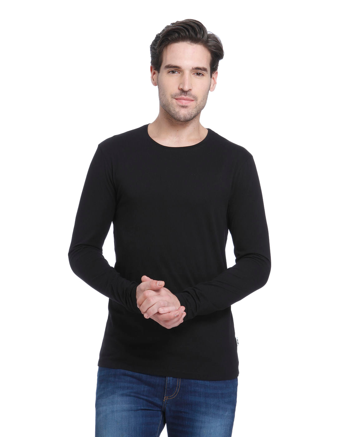 Black Crew Neck T-Shirt - S