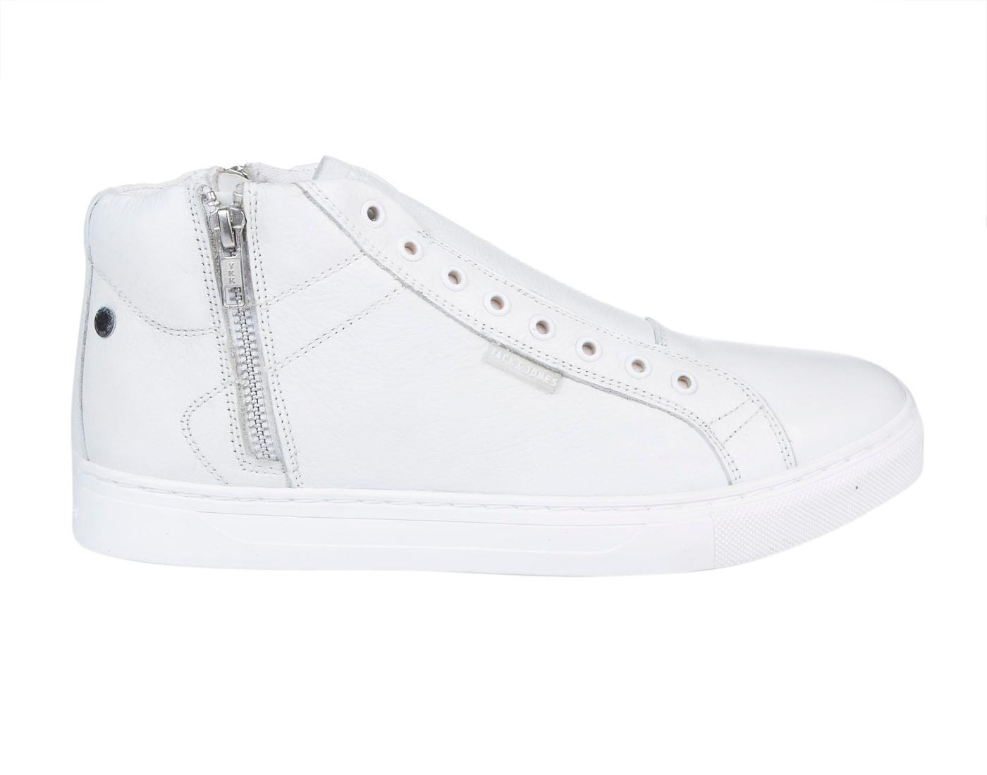White Zip Up High Top Sneakers