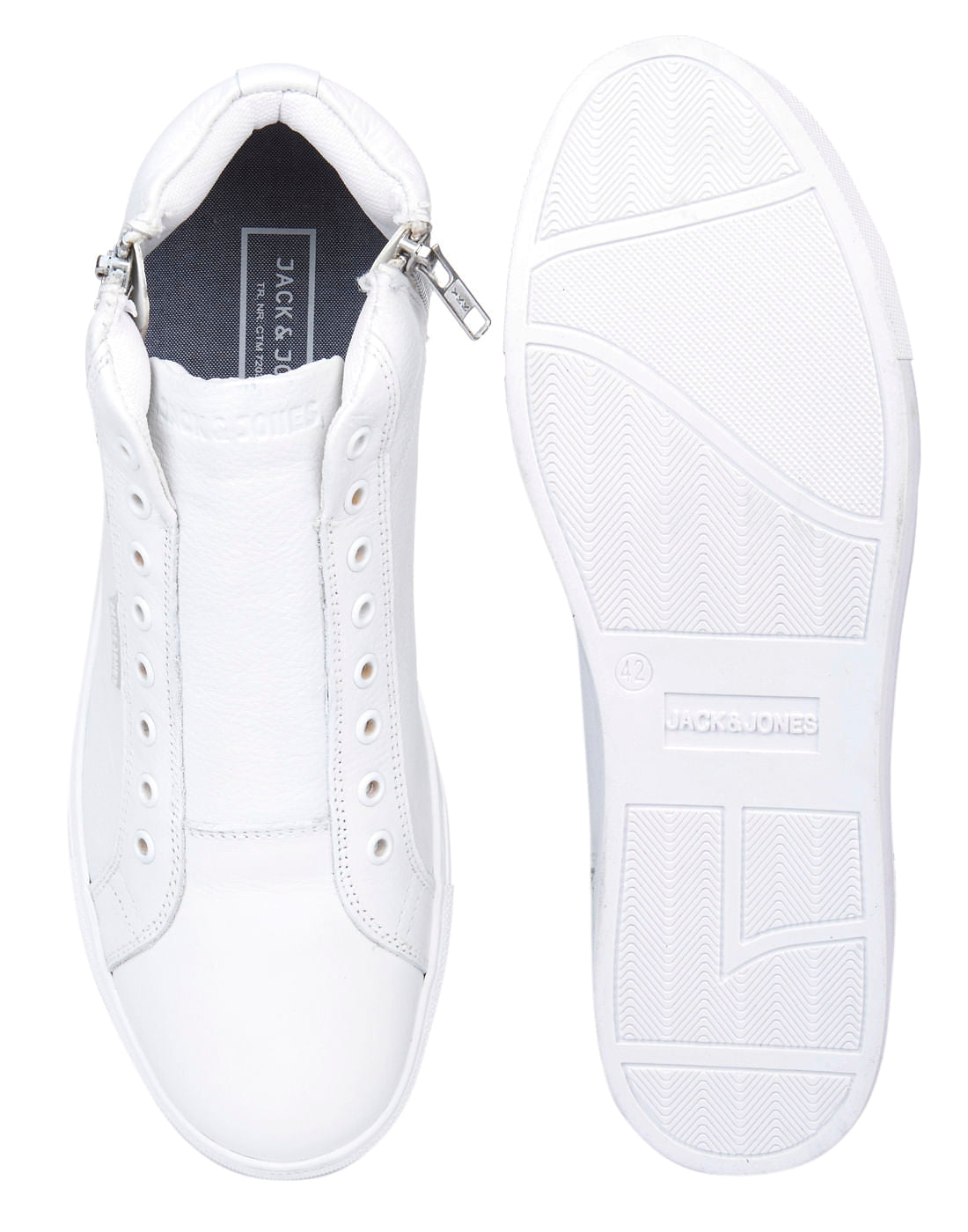 White Zip Up High Top Sneakers