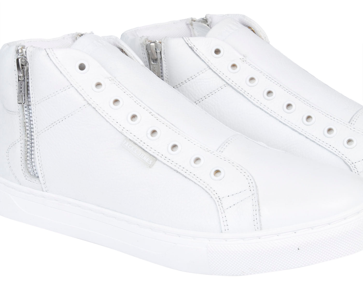 White Zip Up High Top Sneakers