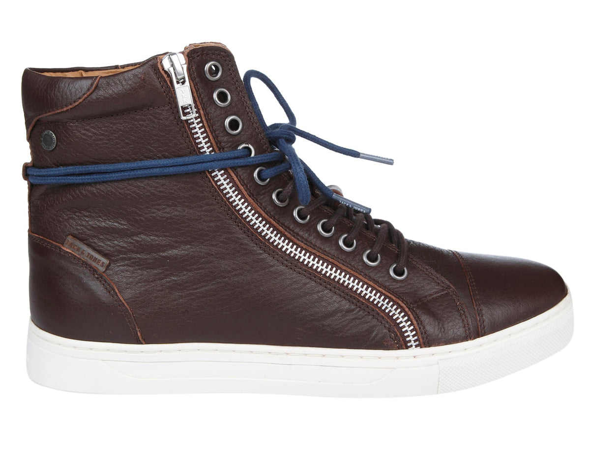 Brown High Top Leather Sneakers - 6