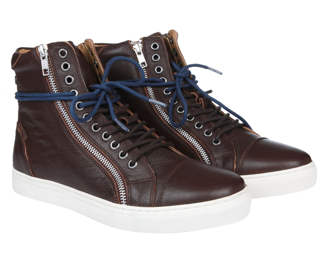 Brown High Top Leather Sneakers