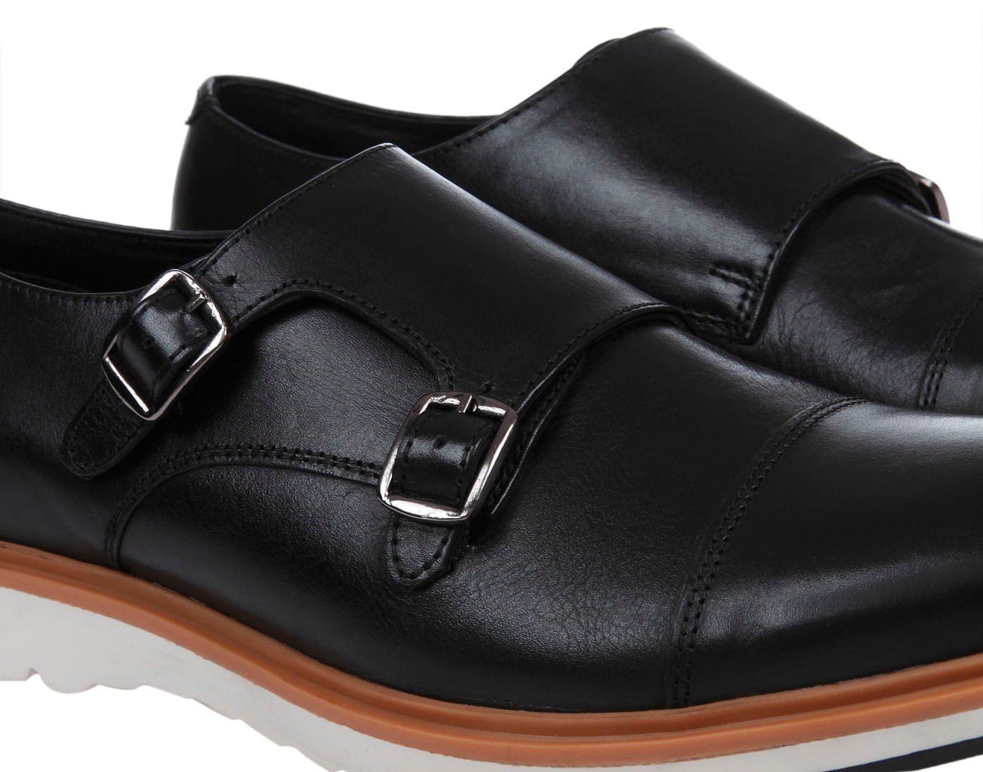Black Leather Monk Shoes