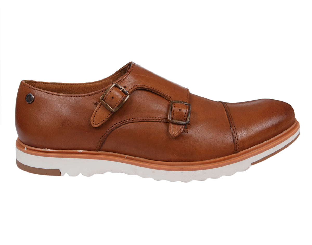 Tan Leather Monk Shoes - 6