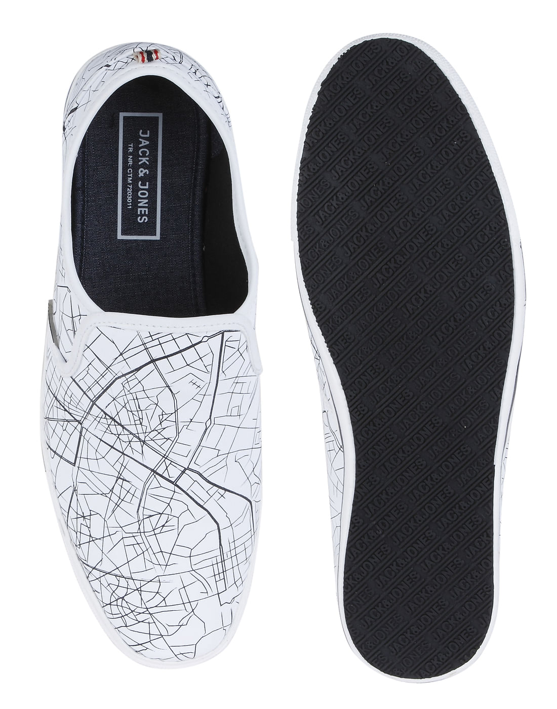 White All Over Print Slip Ons