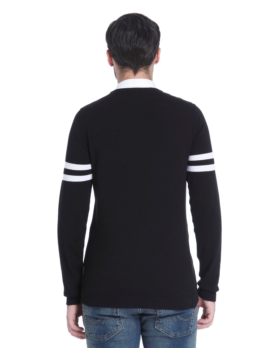 Black And White Placement Print Sweatshirt