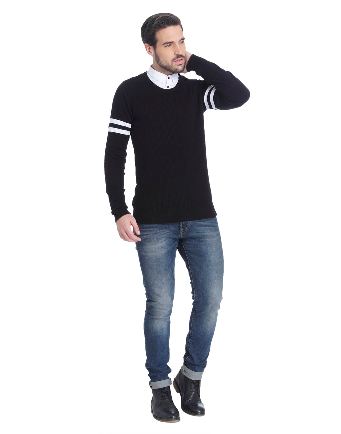 Black And White Placement Print Sweatshirt