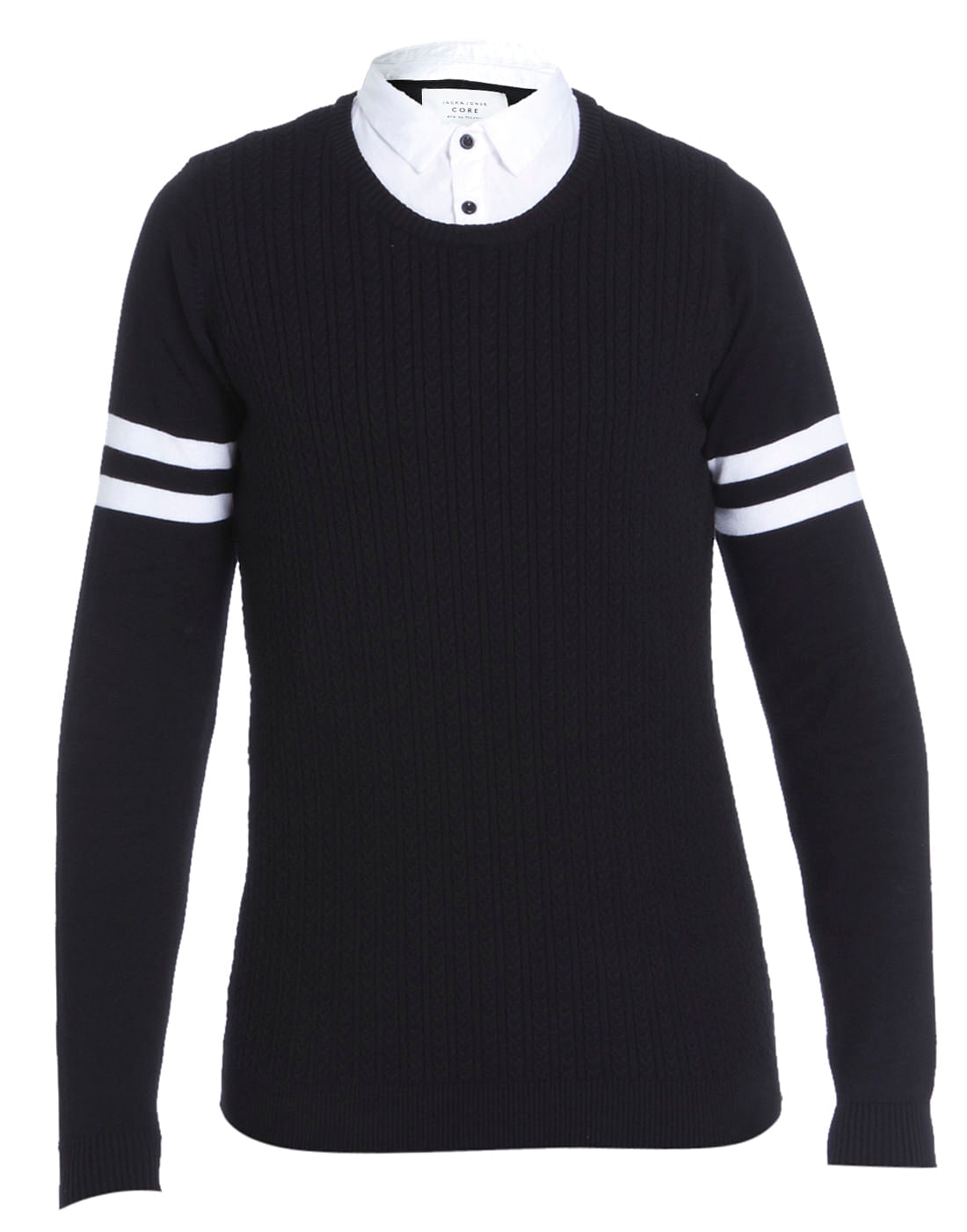 Black And White Placement Print Sweatshirt