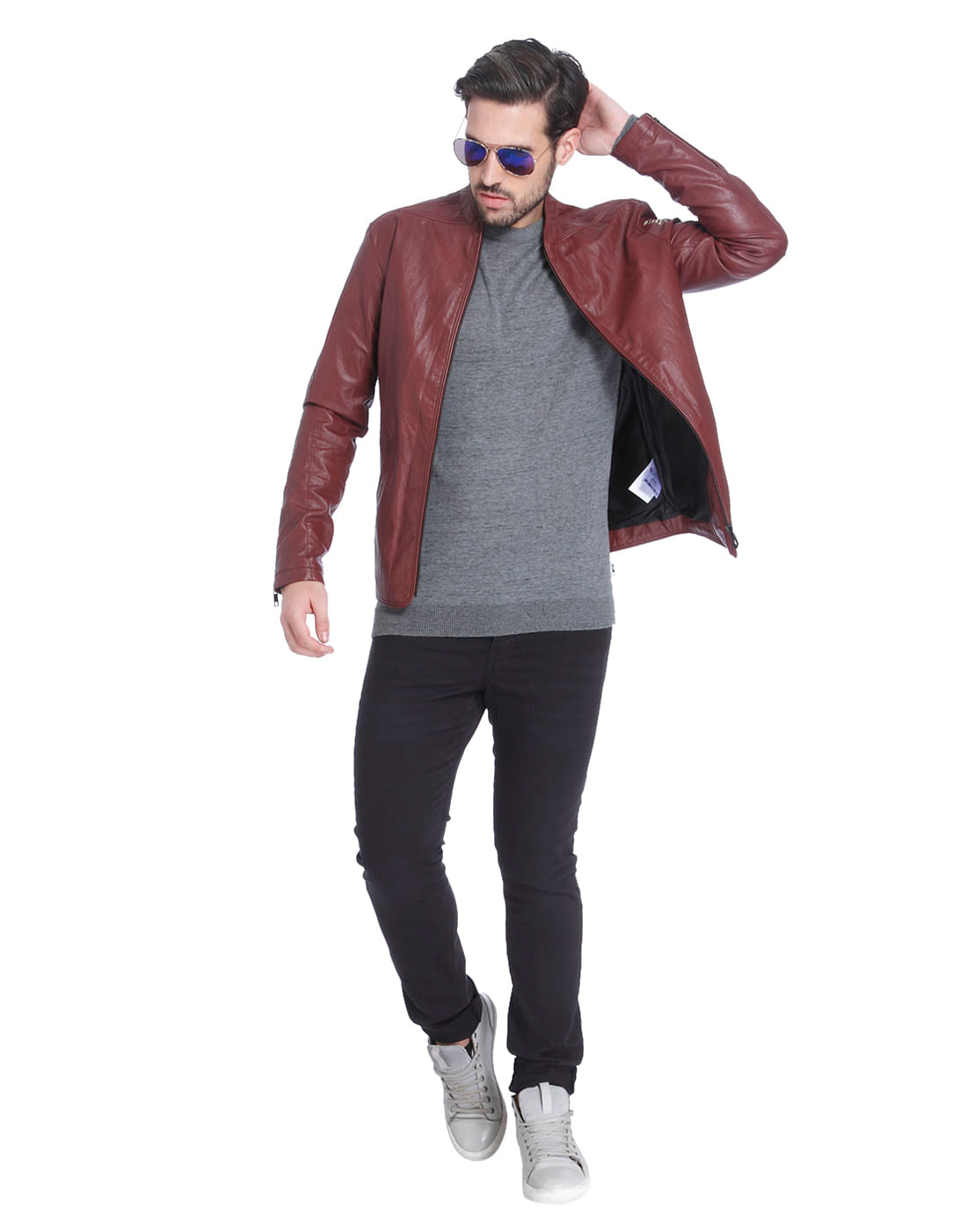 Grey Knit Crew Neck Sweatshirt