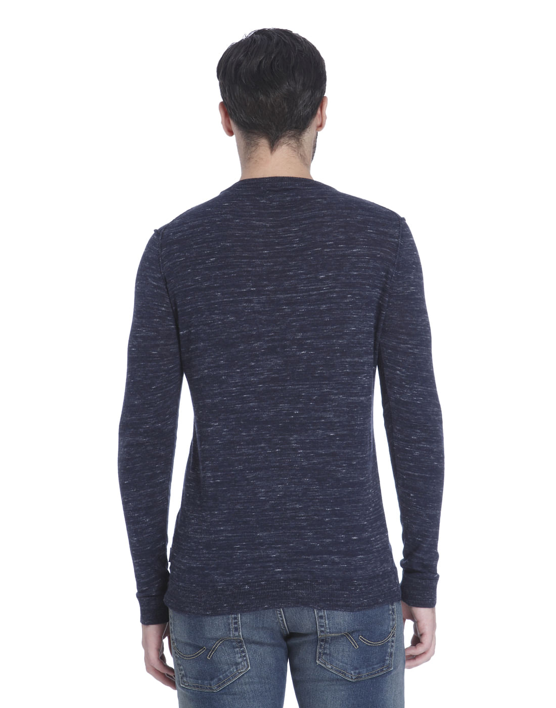 Blue Knit Crew Neck Sweatshirt