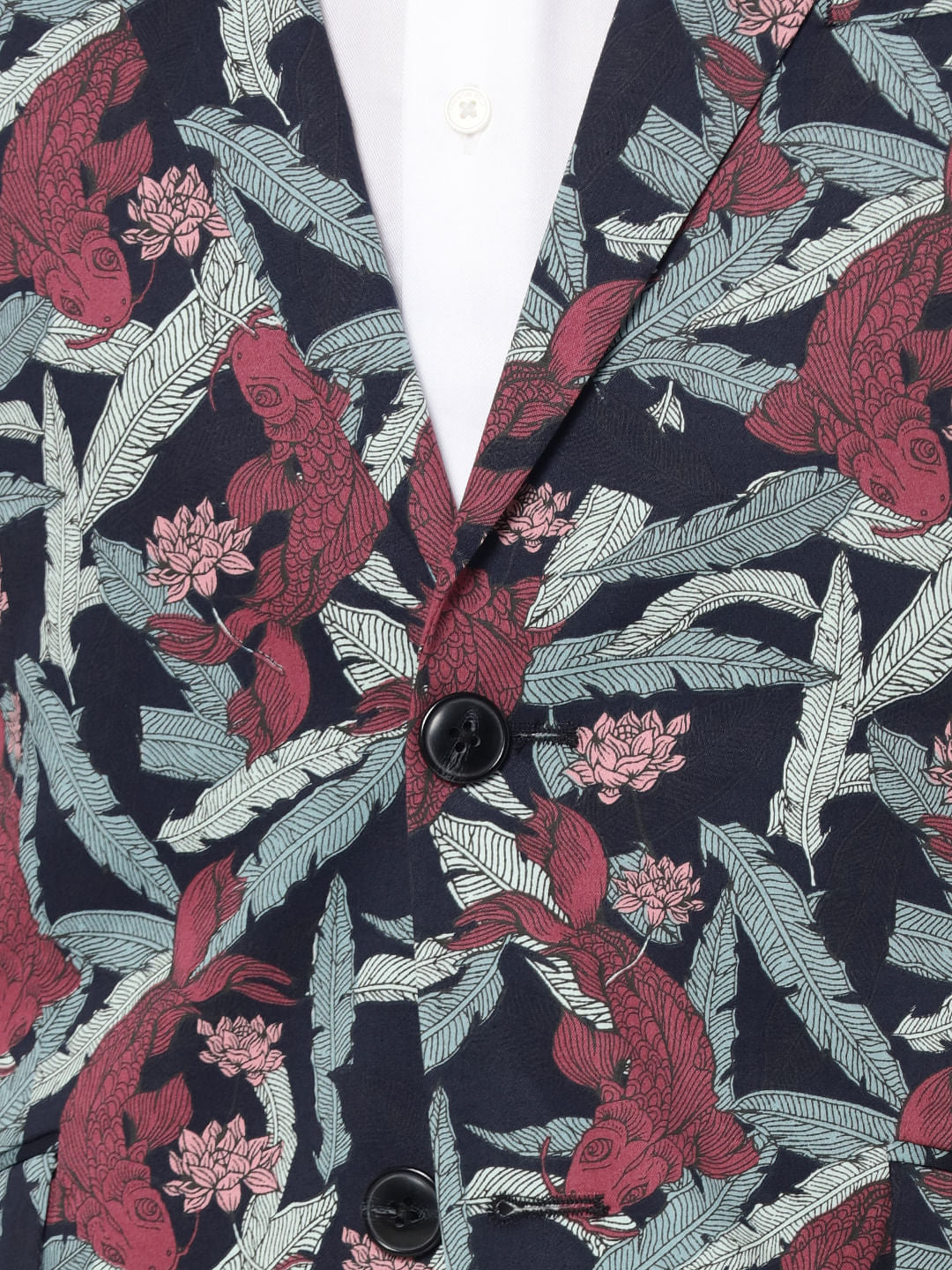 Dark Blue Floral Print Blazer