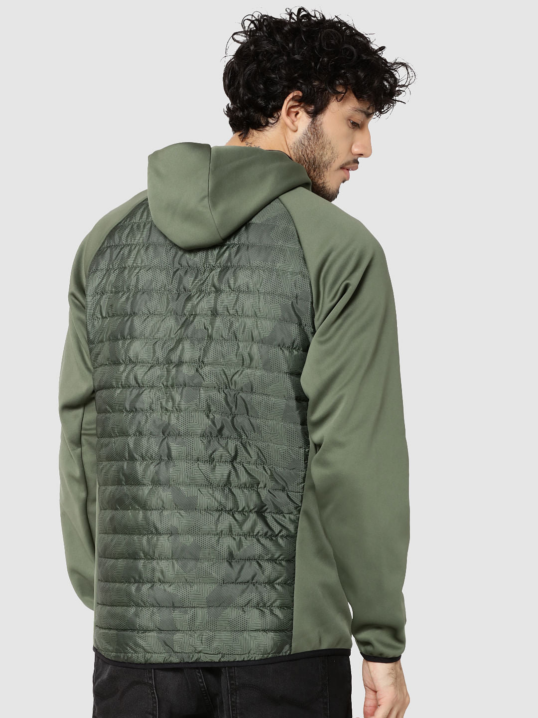 Green Camo Print Hooded Bomber Jacket