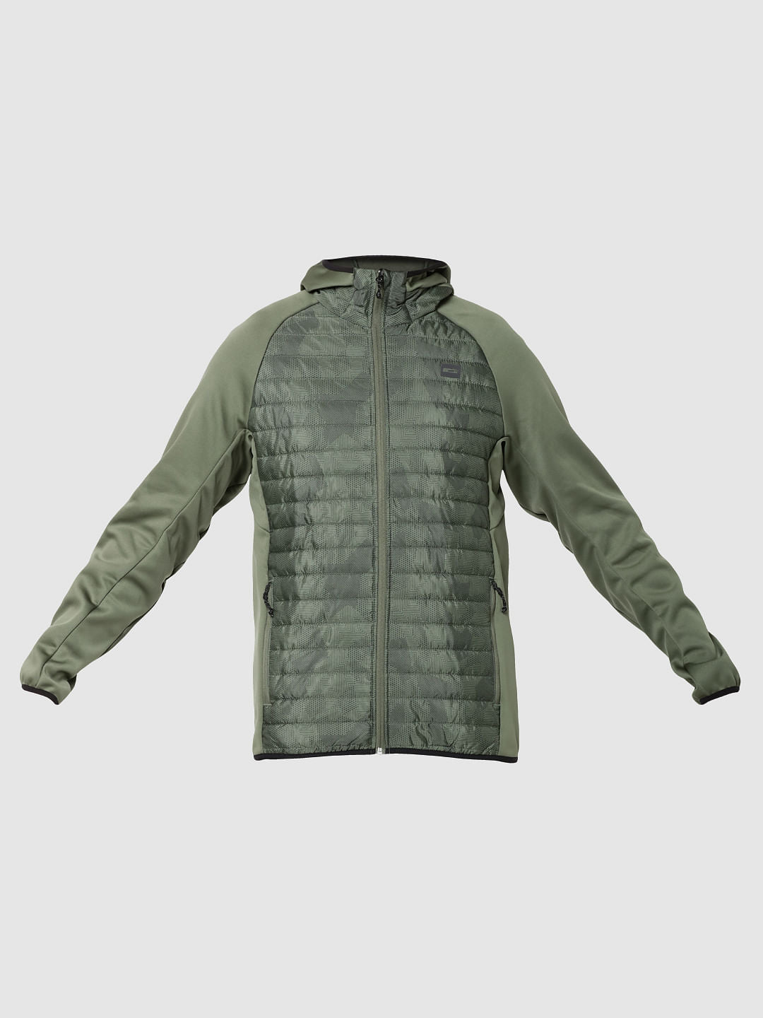 Green Camo Print Hooded Bomber Jacket