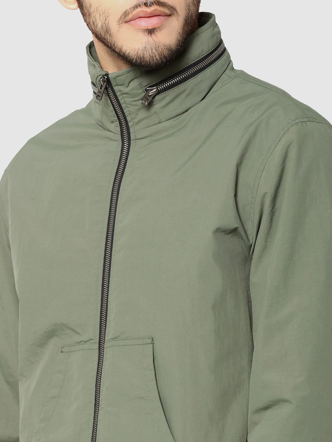 Green Graphic Print Hooded Casual Jacket