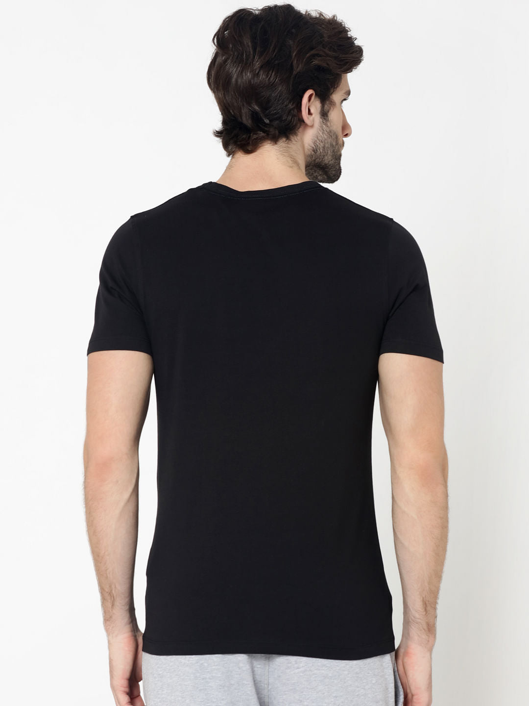 Black Photo Print Crew Neck T-Shirt