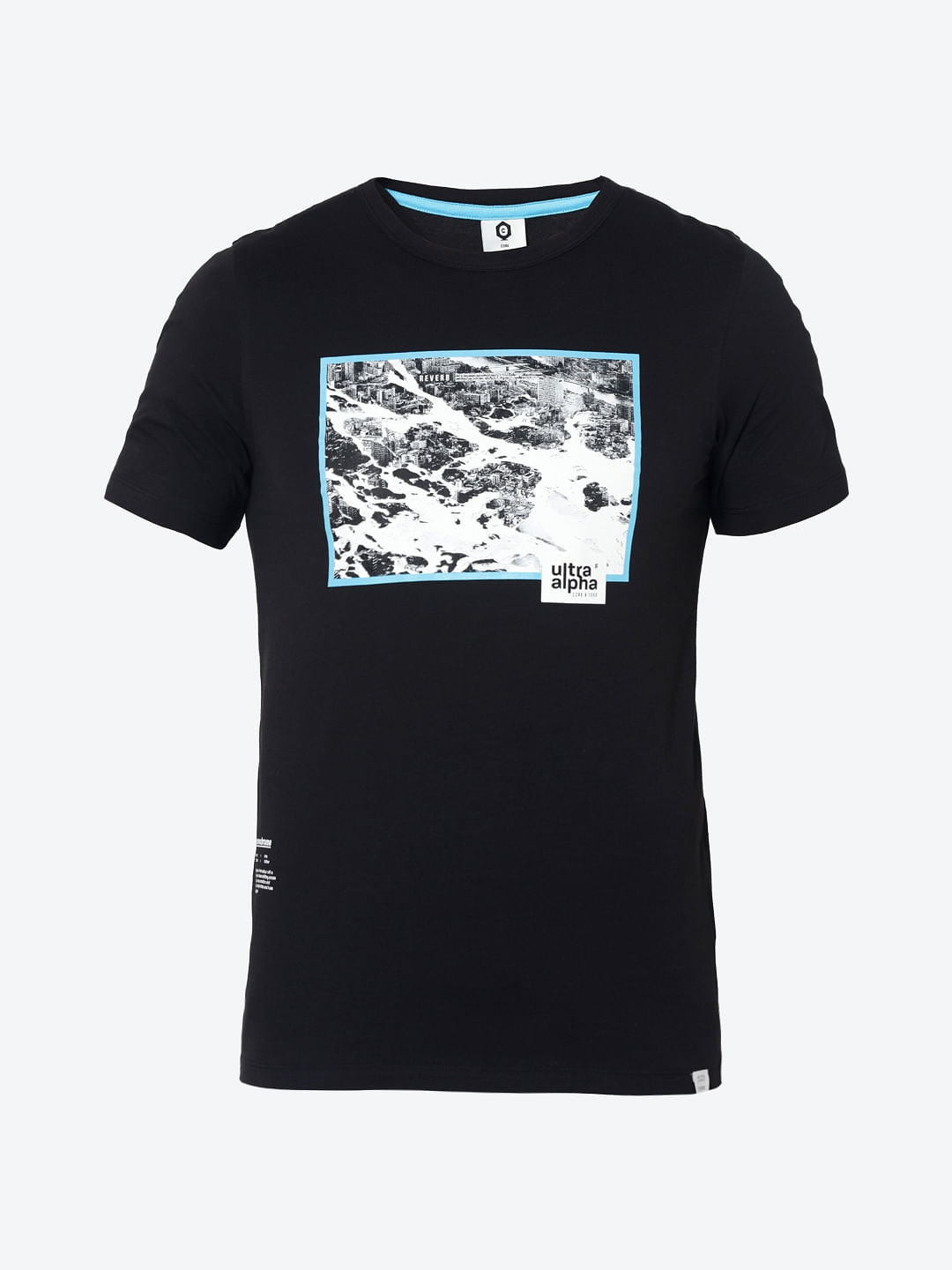 Black Photo Print Crew Neck T-Shirt