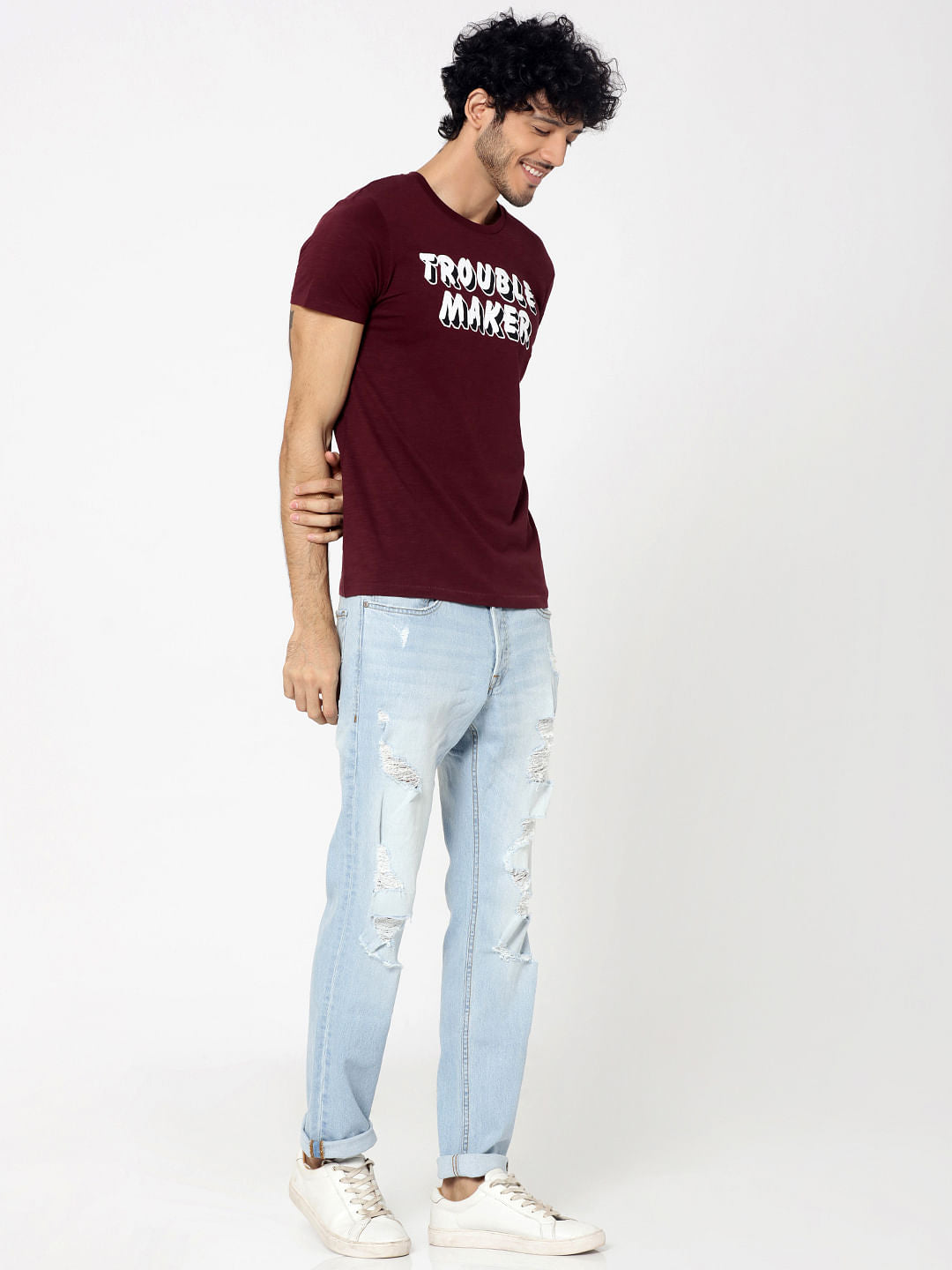 Light Blue Heavy Distressed Tim Anti Fit Jeans