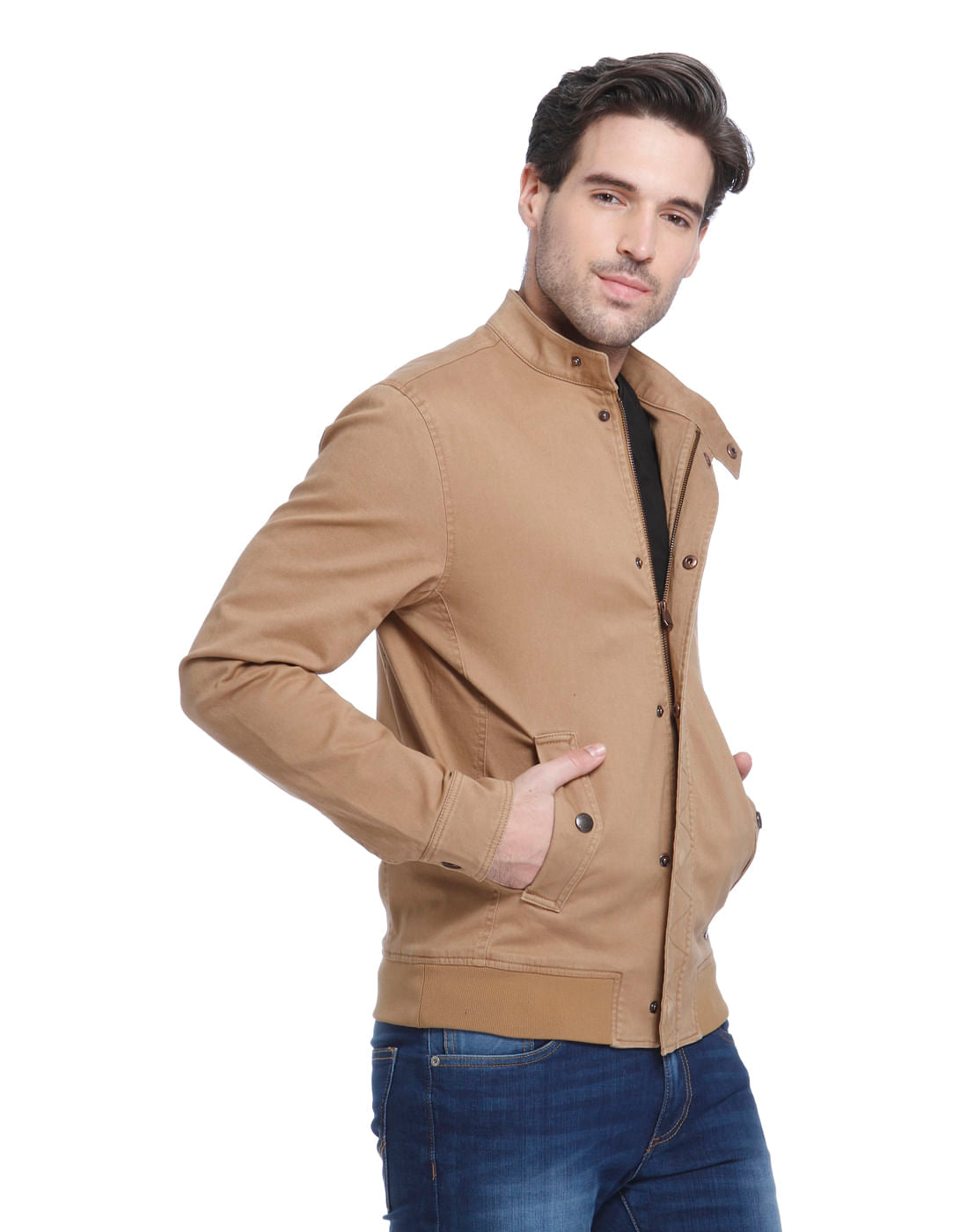 Beige Bomber Jacket