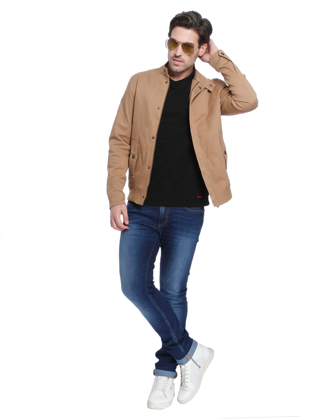 Beige Bomber Jacket