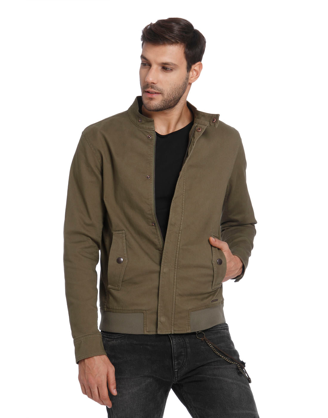 Olive Green Bomber Jacket - S