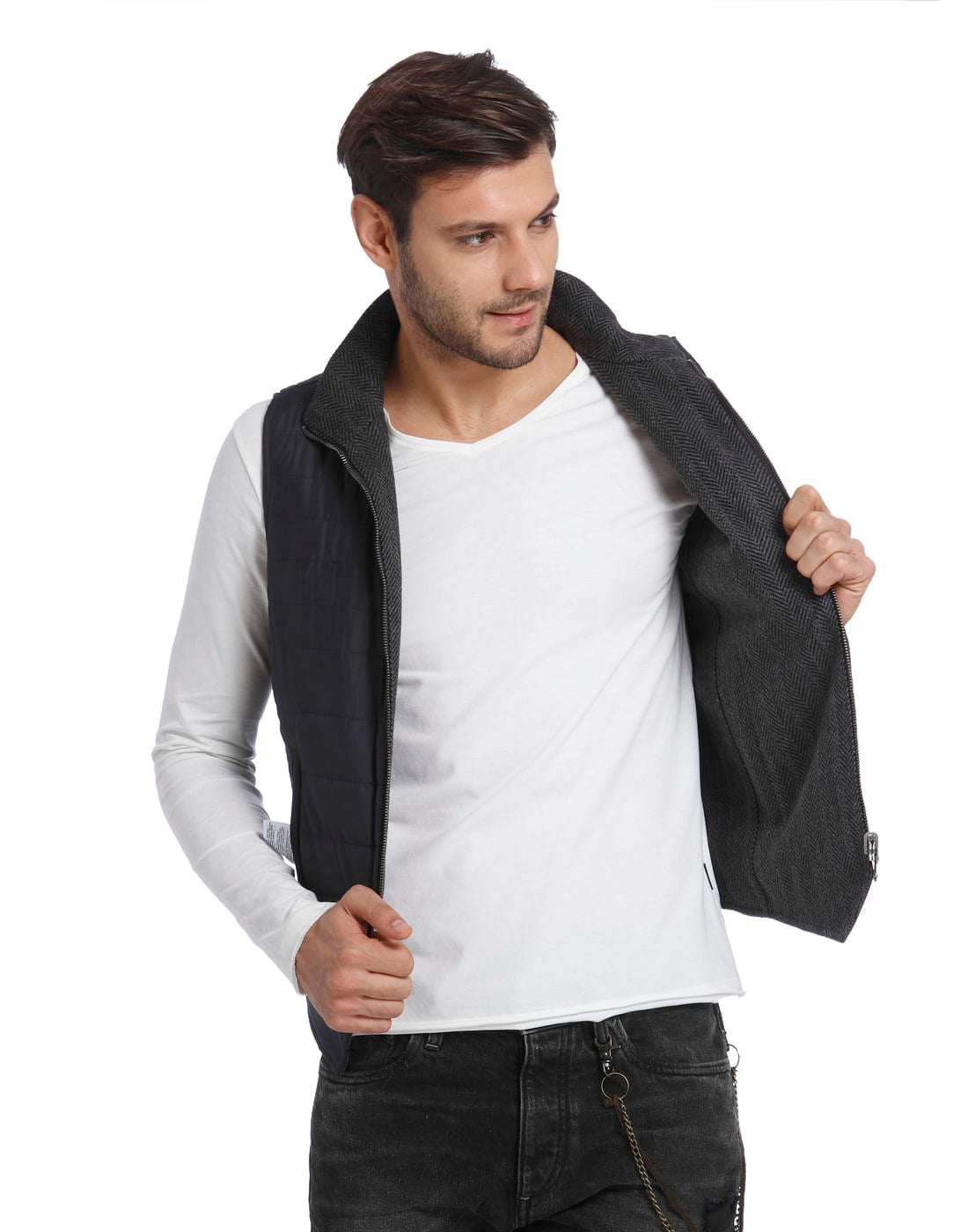 Dark Blue Sleeveless Jacket - S