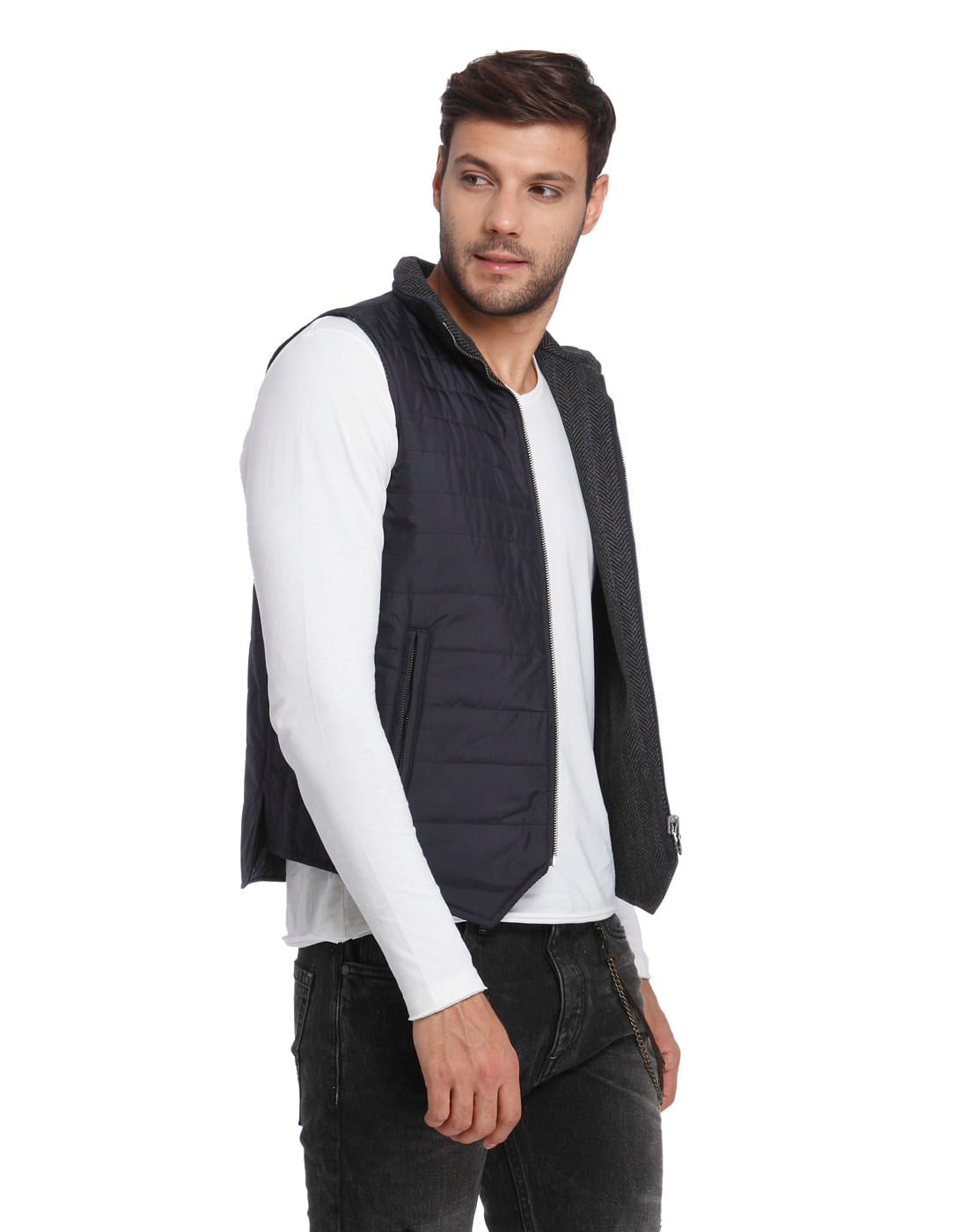 Dark Blue Sleeveless Jacket
