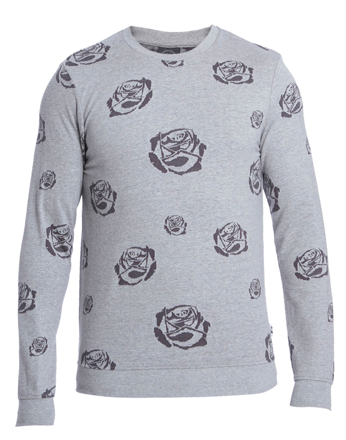 Light Grey Rose Print Sweatshirt