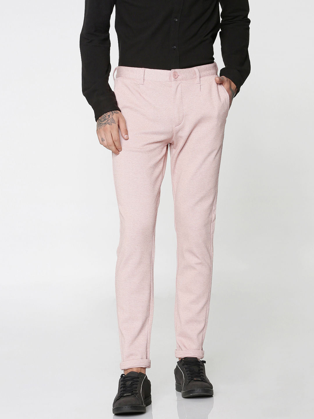 Pink Mid Rise Regular Fit Trousers - 28/32