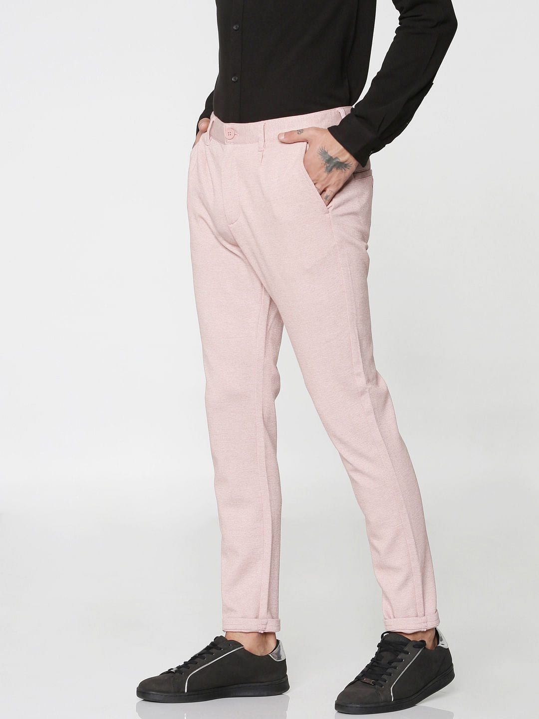Pink Mid Rise Regular Fit Trousers