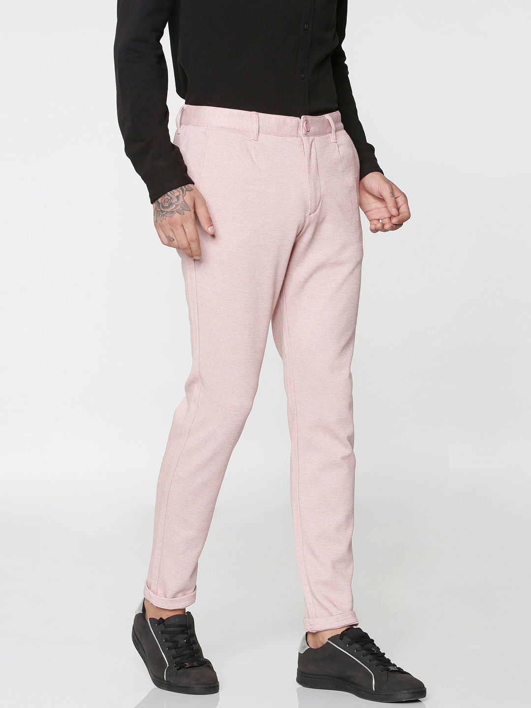 Pink Mid Rise Regular Fit Trousers