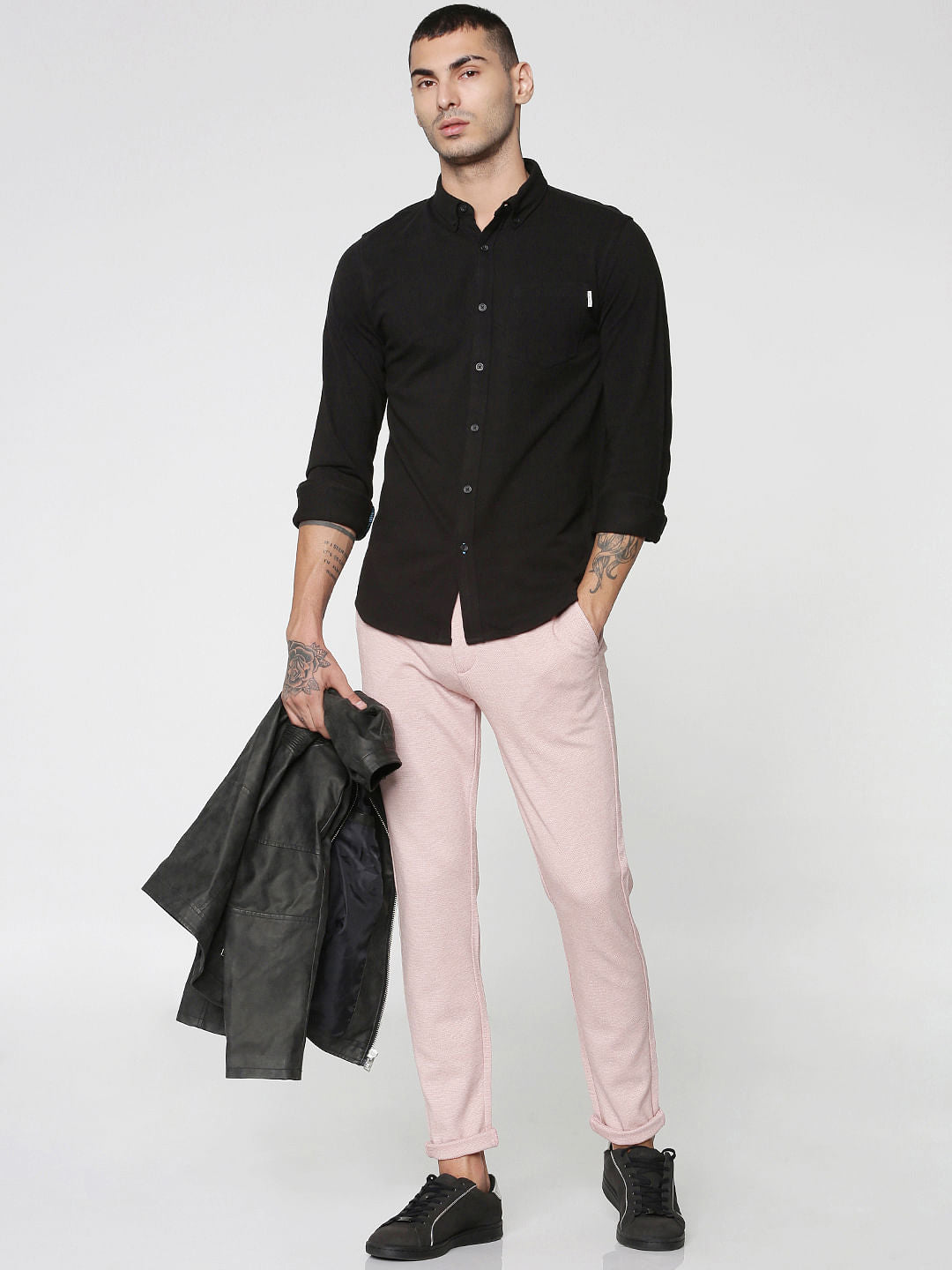 Pink Mid Rise Regular Fit Trousers