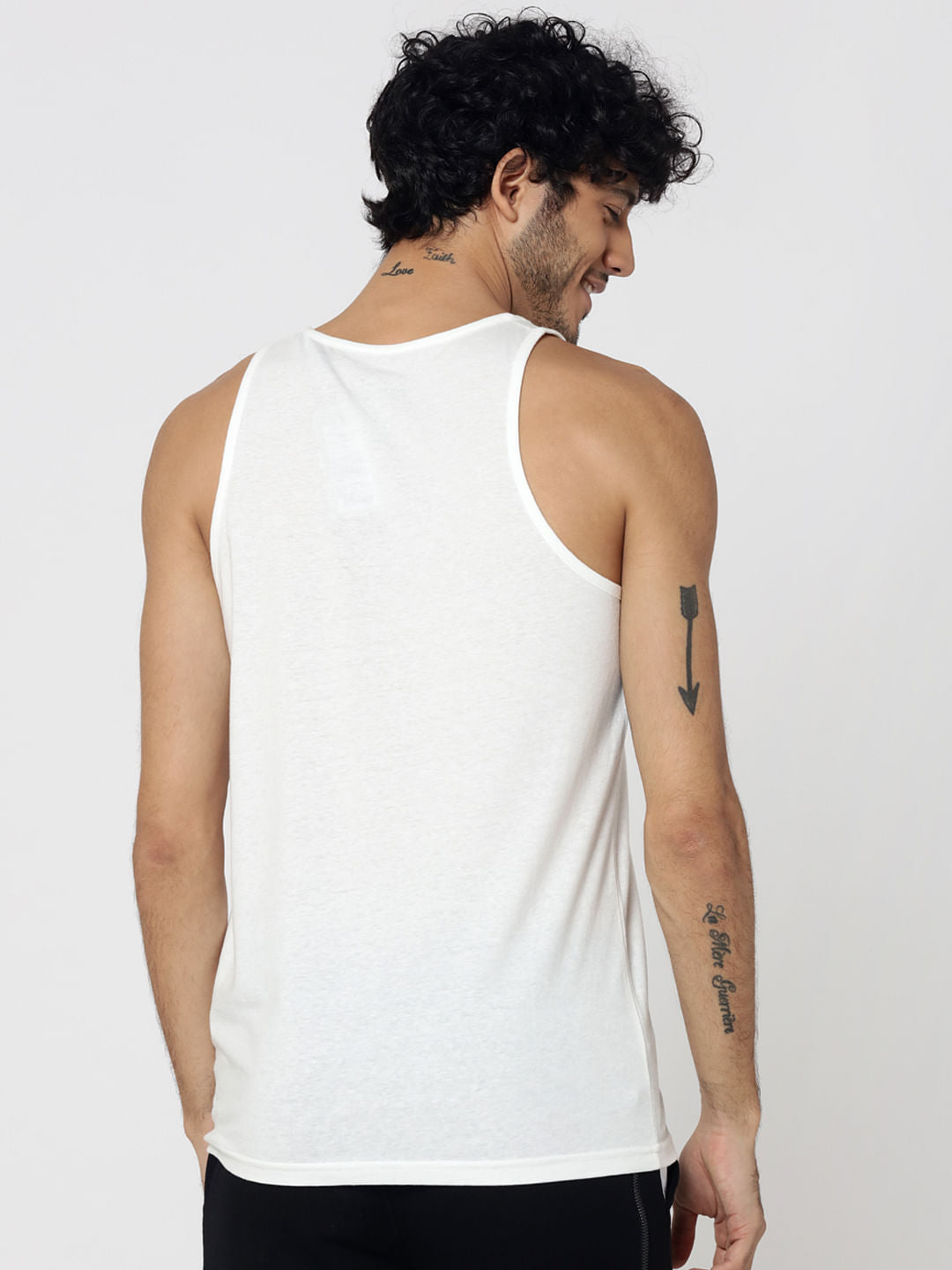 White Logo Print Tank Top