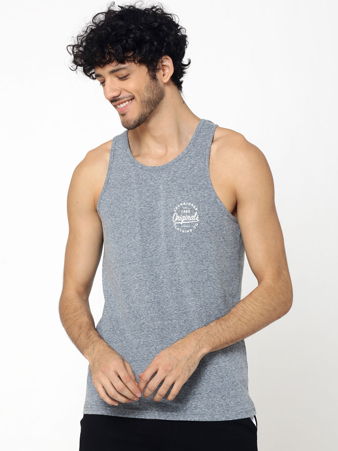 Blue Logo Print Tank Top - S