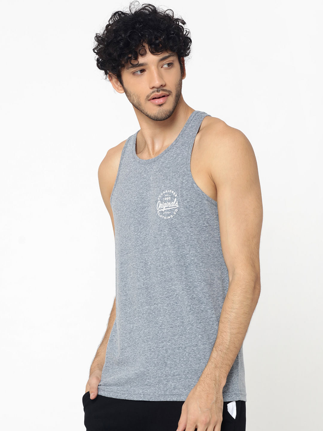 Blue Logo Print Tank Top