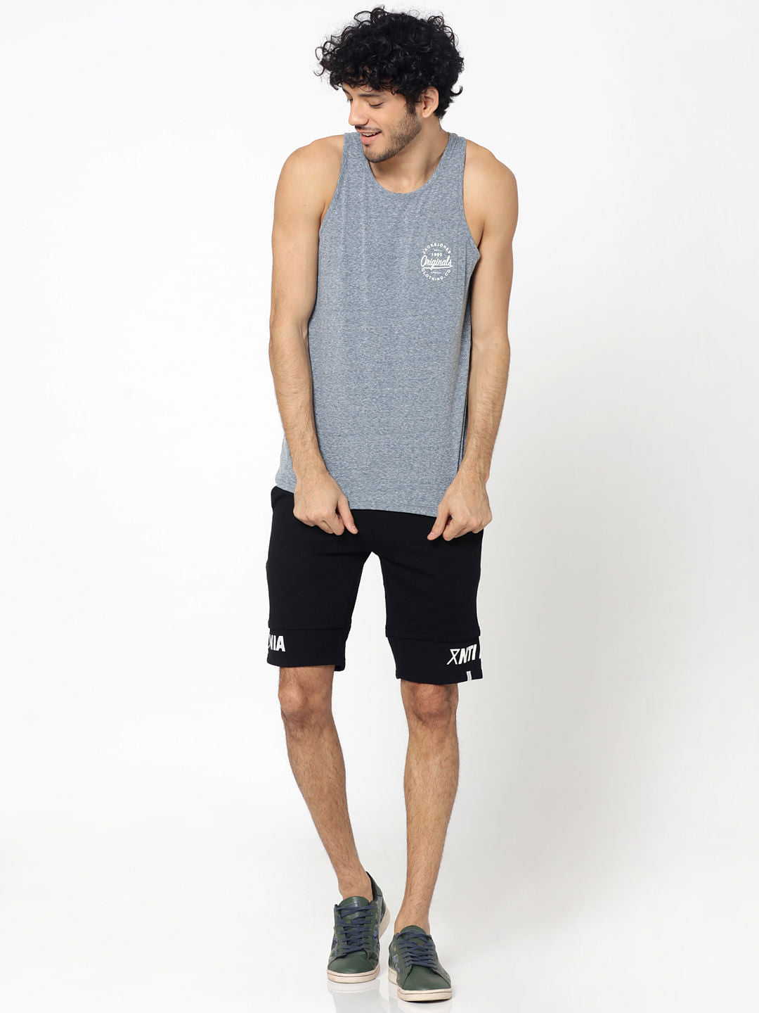 Blue Logo Print Tank Top