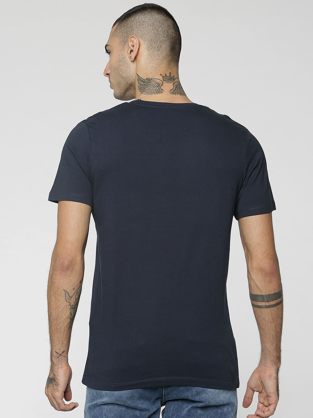 Dark Blue Originals Graphic Print Crew Neck T-Shirt
