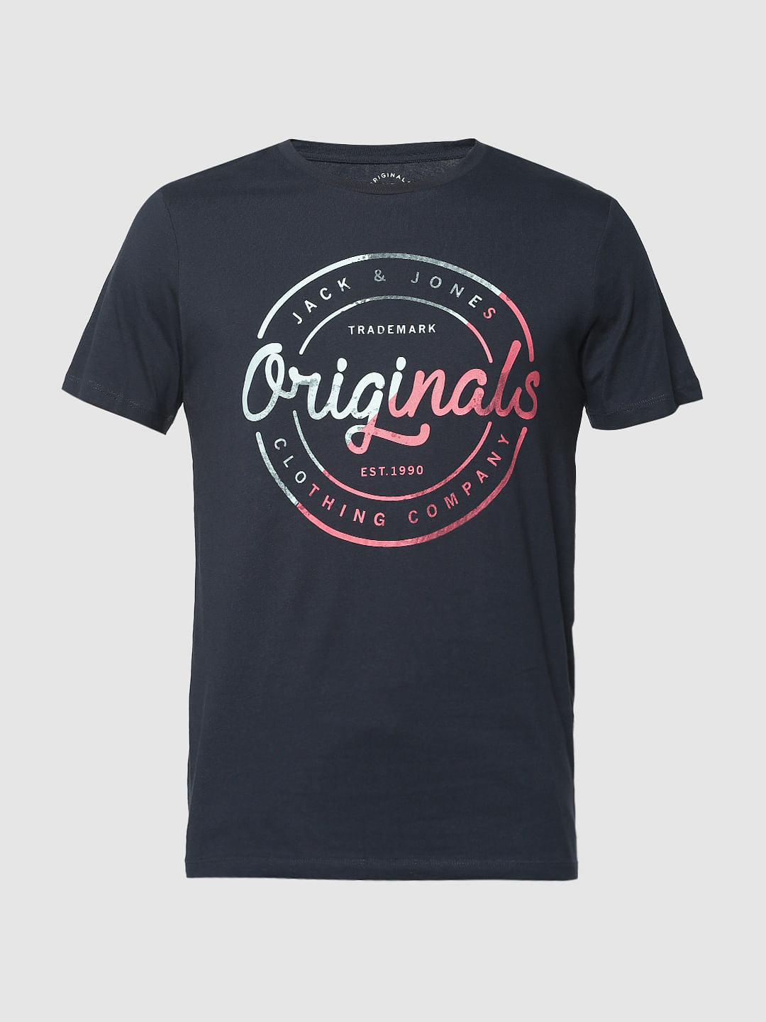 Dark Blue Originals Graphic Print Crew Neck T-Shirt