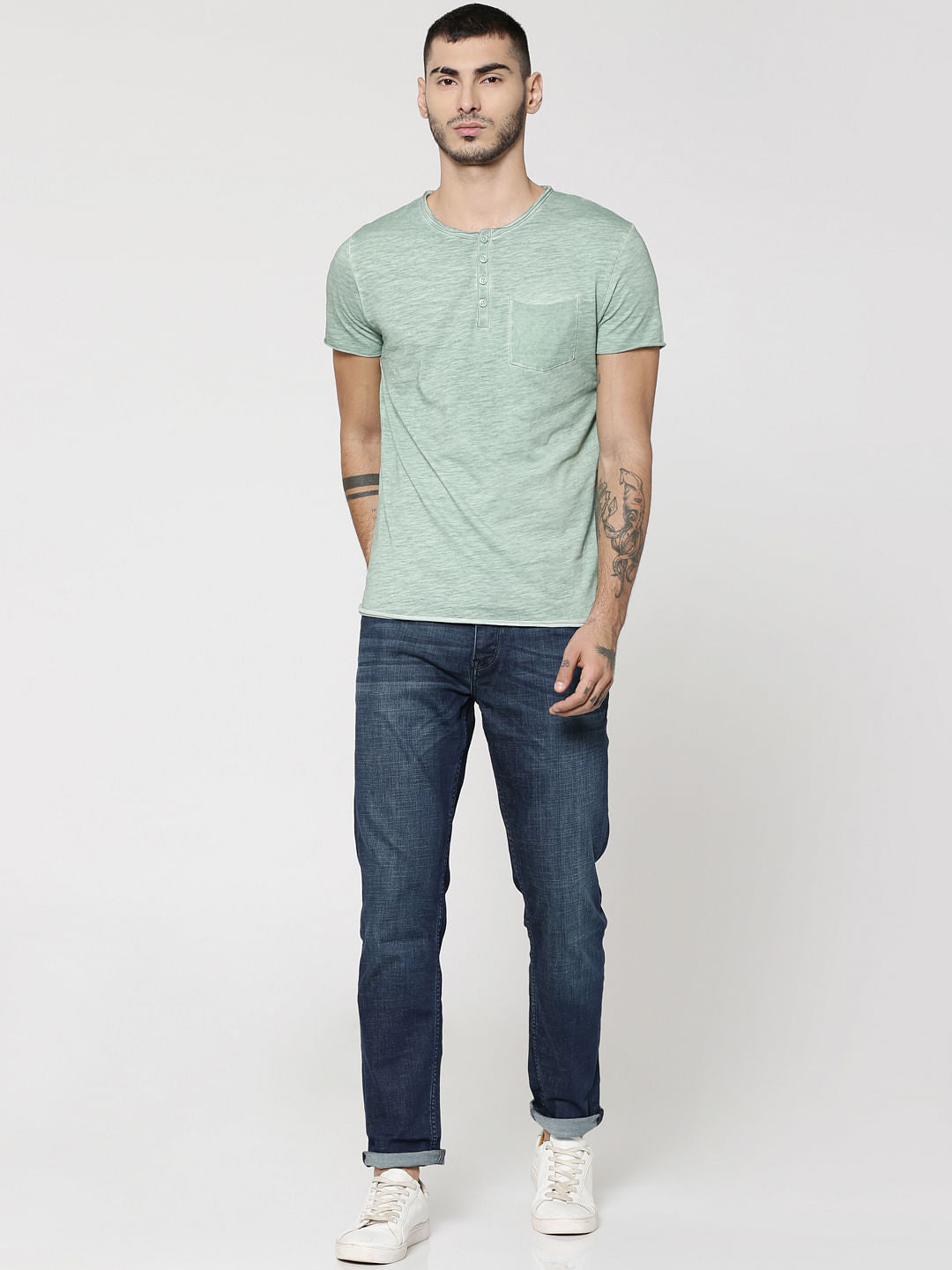 Light Green Henley T-Shirt