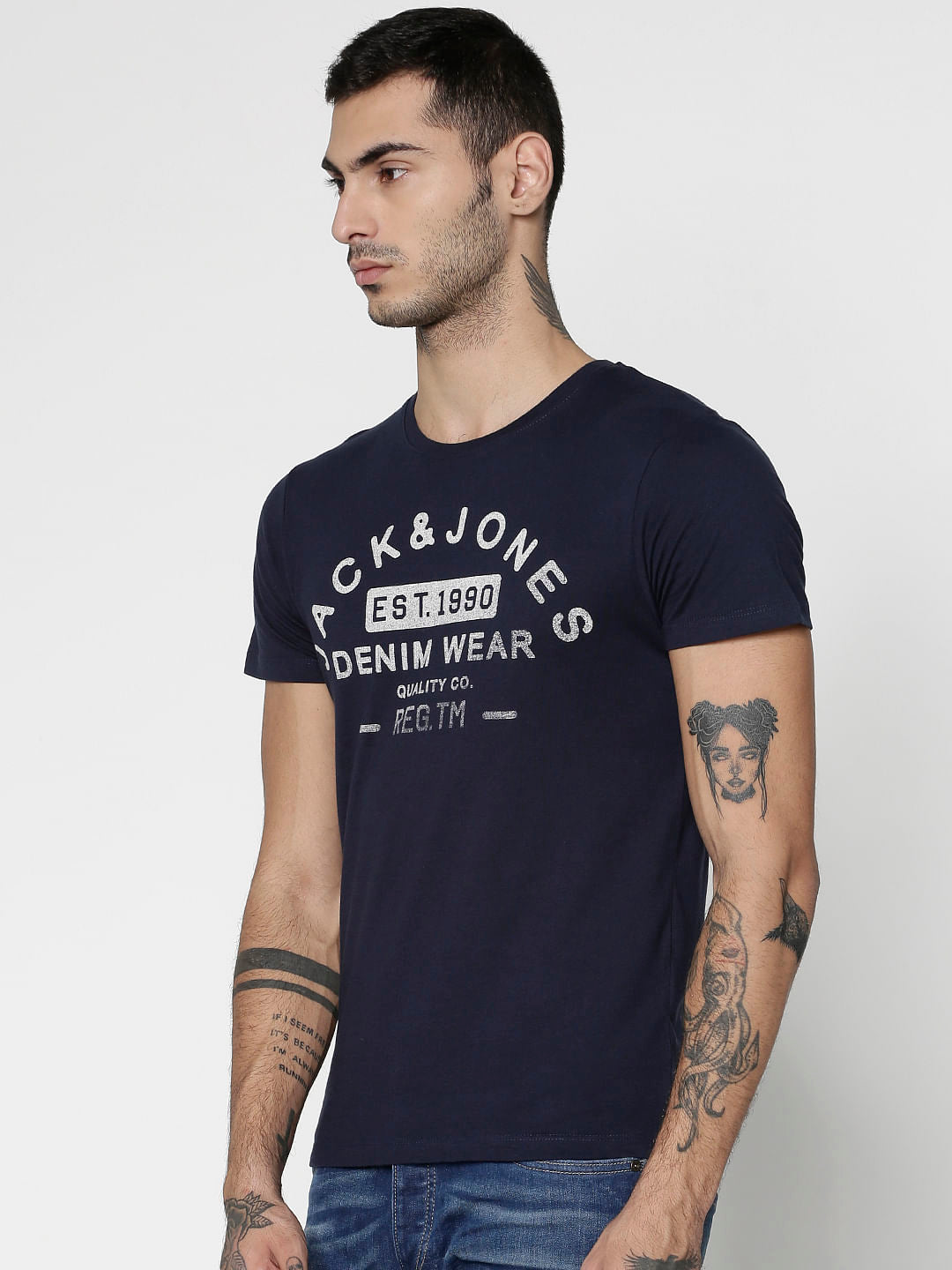Navy Blue Slim Fit Crew Neck T-Shirt