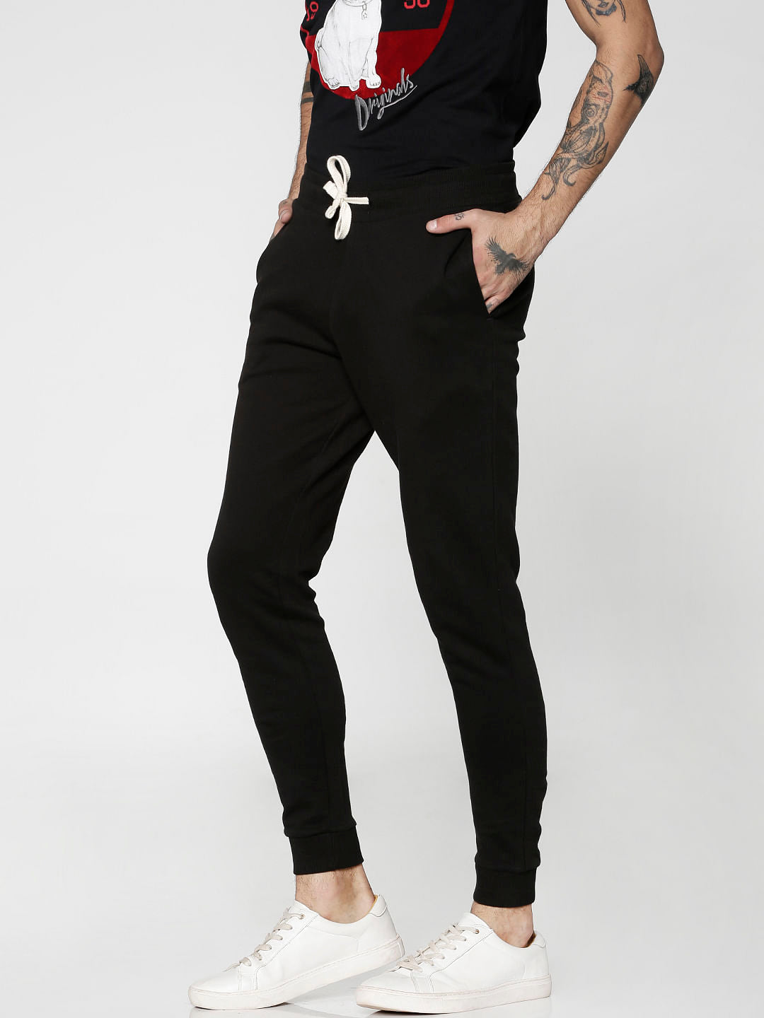 Black Drawstring Low Rise Slim Fit Sweatpants - XS