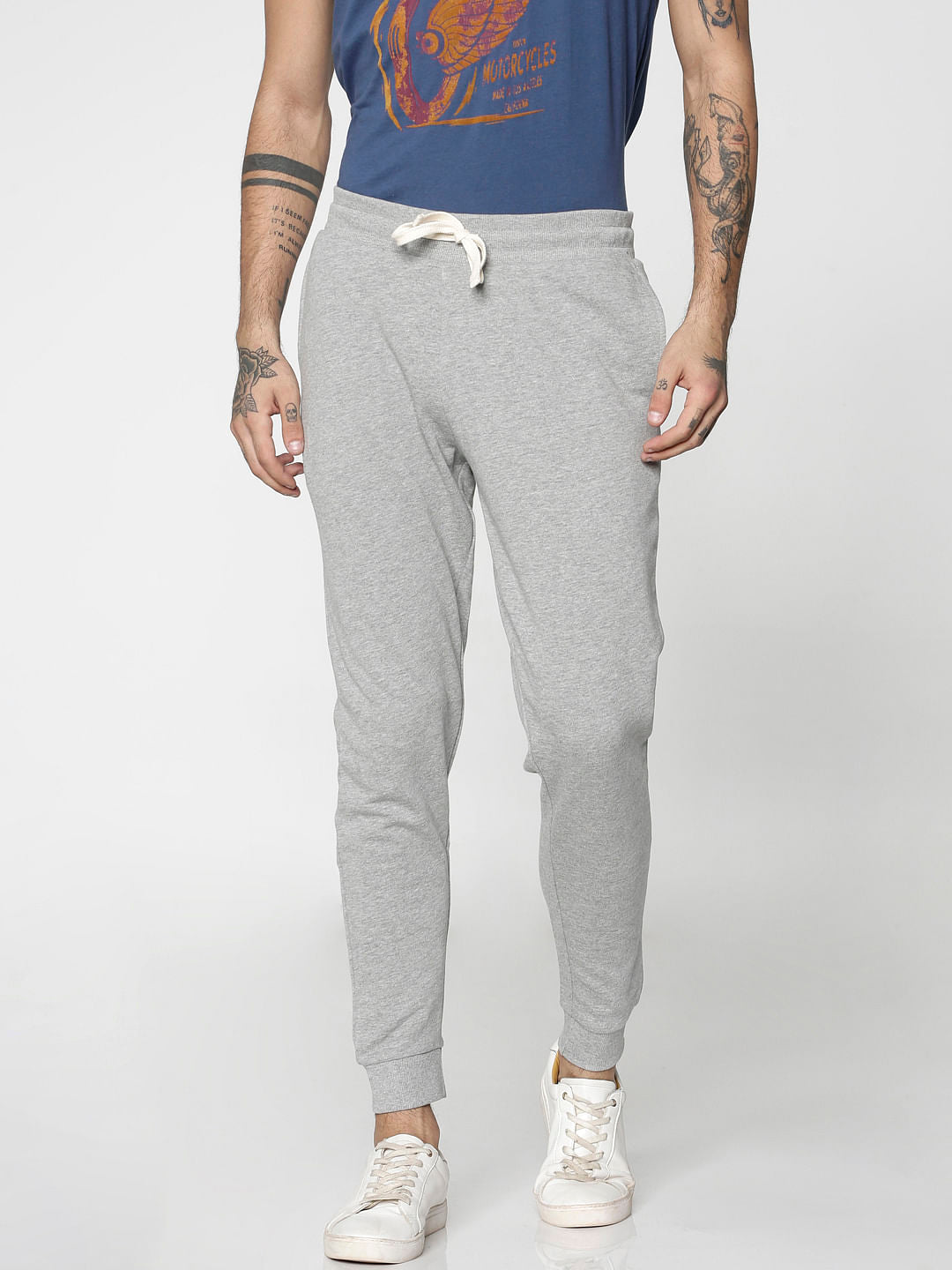 Light Grey Drawstring Low Rise Slim Fit Sweatpants