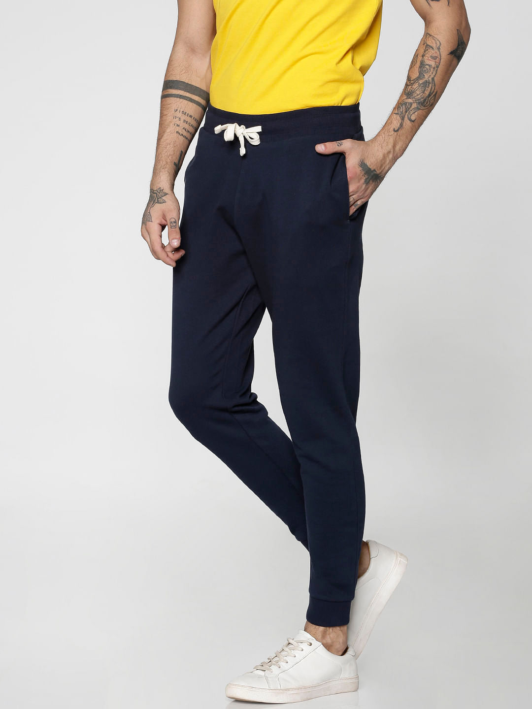 Blue Drawstring Low Rise Slim Fit Sweatpants