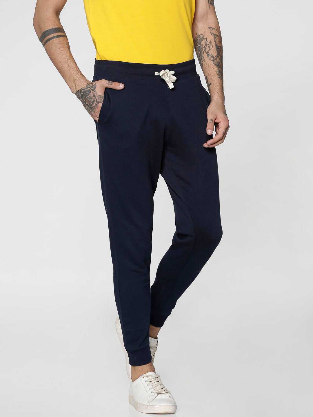 Blue Drawstring Low Rise Slim Fit Sweatpants