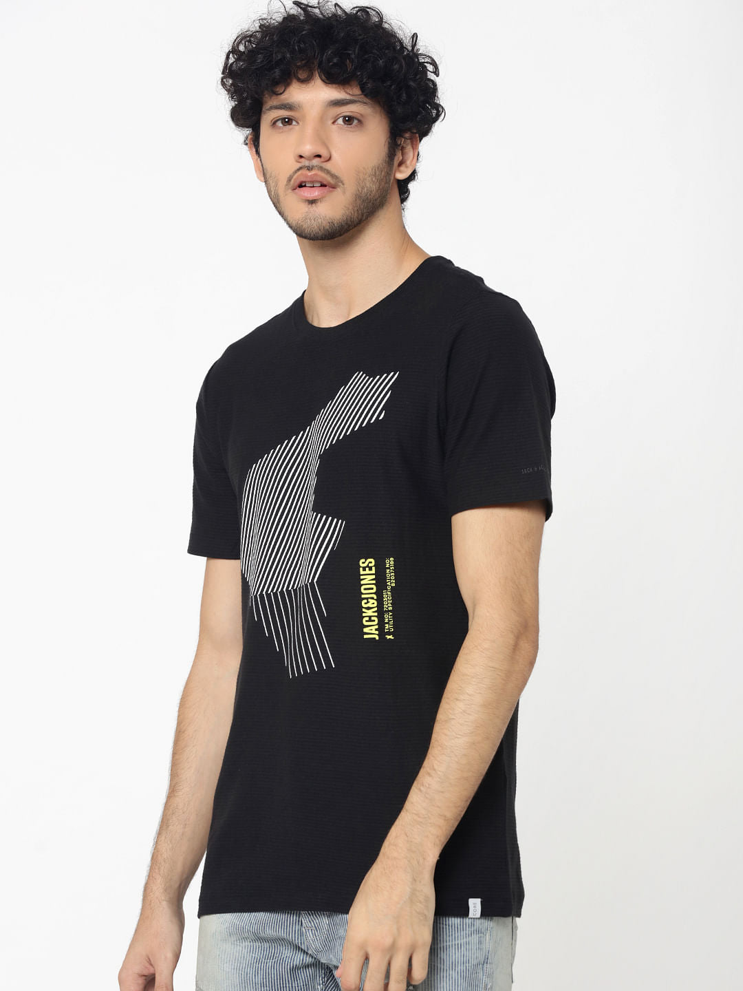 Black Graphic Print Crew Neck T-Shirt